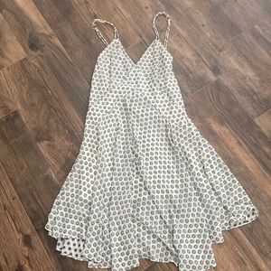 Reiss Womens Ivory Print Chiffon Asymmetrical Hem Midi Dress Open Back